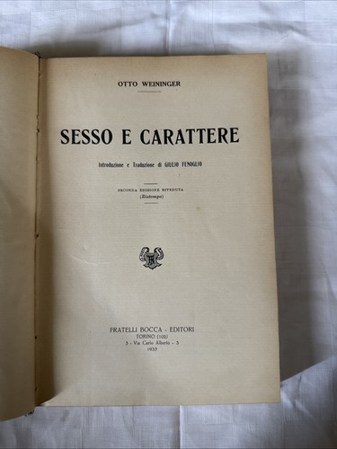 Otto weininger sesso - weininger, e
